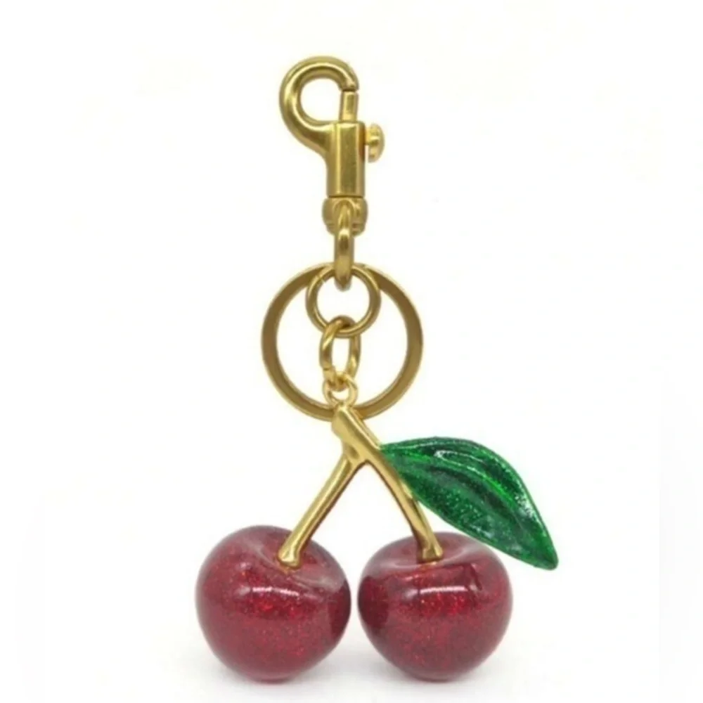 ✨NWT Sparkly Cherry 🍒 keychain C-closure pendant for designer purse wallet